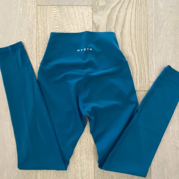NVGTN Signature 2.0 High Waist Back Seam Deep Teal Sleek Legging Size S. - Picture 2 of 11
